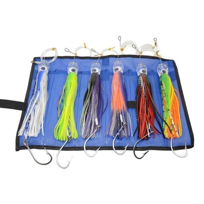 6 pieces 9 pouces leurres de peche en eau salee leurres a la traine pour le thon marlin dauphin mahi wahoo et durado, incl Fes69357