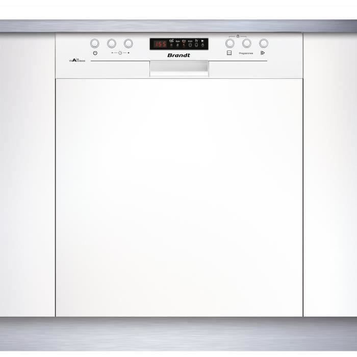 Lave-vaisselle encastrable BRANDT VH15W - 13 couverts - Largeur 60 cm - Classe A++ - 44 dB - Bandeau blanc