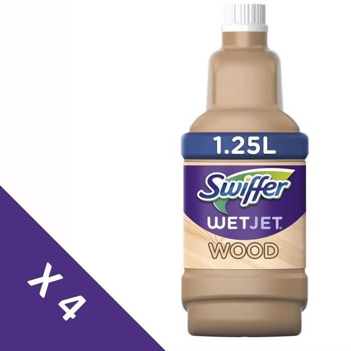 [LOT DE 4] SWIFFER Produit nettoyant parquets et bois WetJet Wood - Liquide de 1,25 L