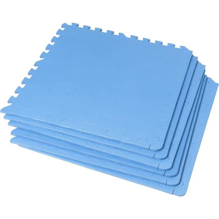 6 dalles carrées de protection + 12 embouts de finition - 1,2 cm d'épaisseur - Couleur bleu clair