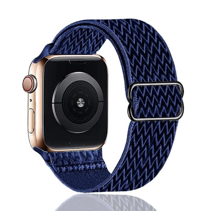 Bracelet Compatible pour Apple Watch 38mm 40mm 41mm, Bracelet de Rechange élastique Réglable en Nylon pour Serie 7 6 5 4 3 SE, Bleu