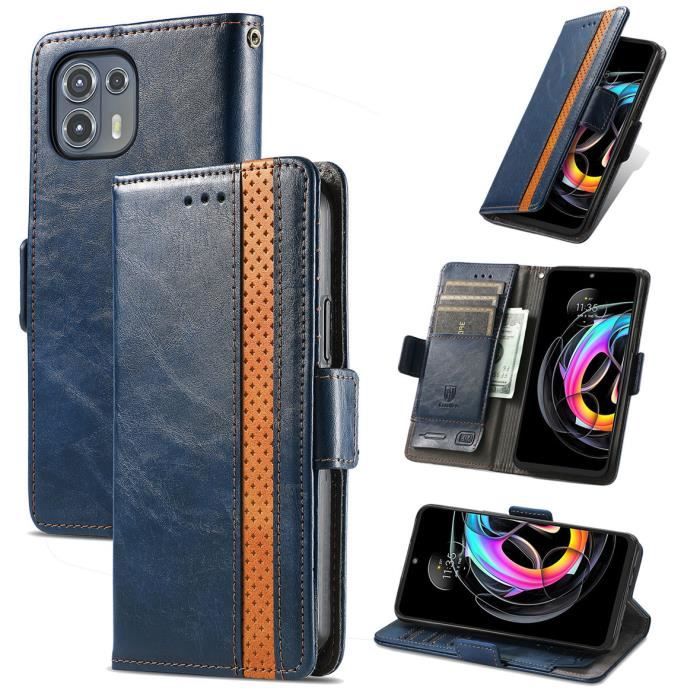 Étui Motorola Edge 20 Lite Housse de protection professionnelle de haute qualité Étui en cuir PU rétro - Bleu