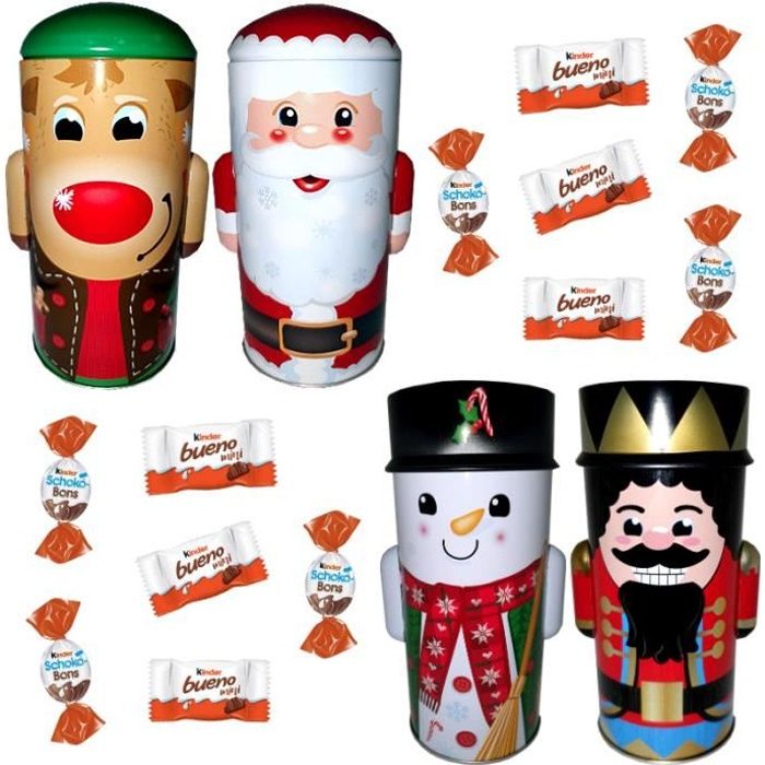 4 personnages de Noël garnis de 20 chocolats KINDER