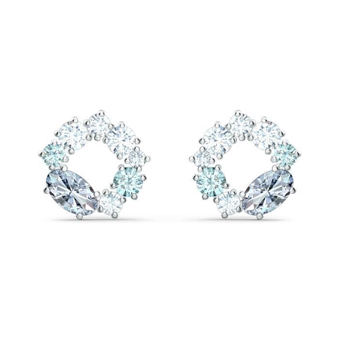Boucles d'Oreilles femme - SWAROVSKI - Boucles d'oreilles Clous Swarovski Attract Circle - Couleur de la matière:Blanc