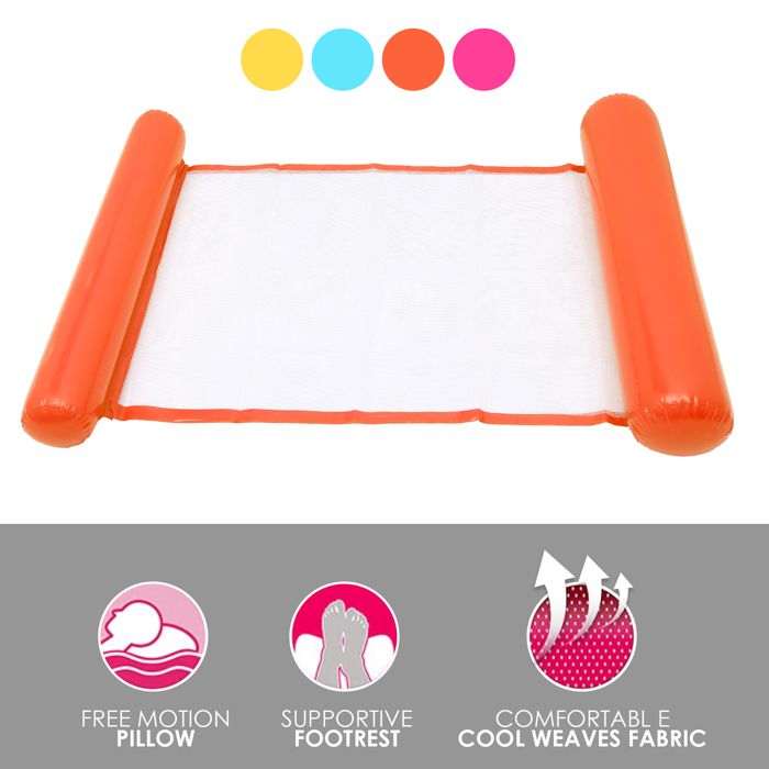 Dusor Bouée Piscine 4-en-1 - Hamac Gonflable XL 130x70 Cm - 2 Pièces - Adultes Et Enfants (surveillance) - 120 Kg
