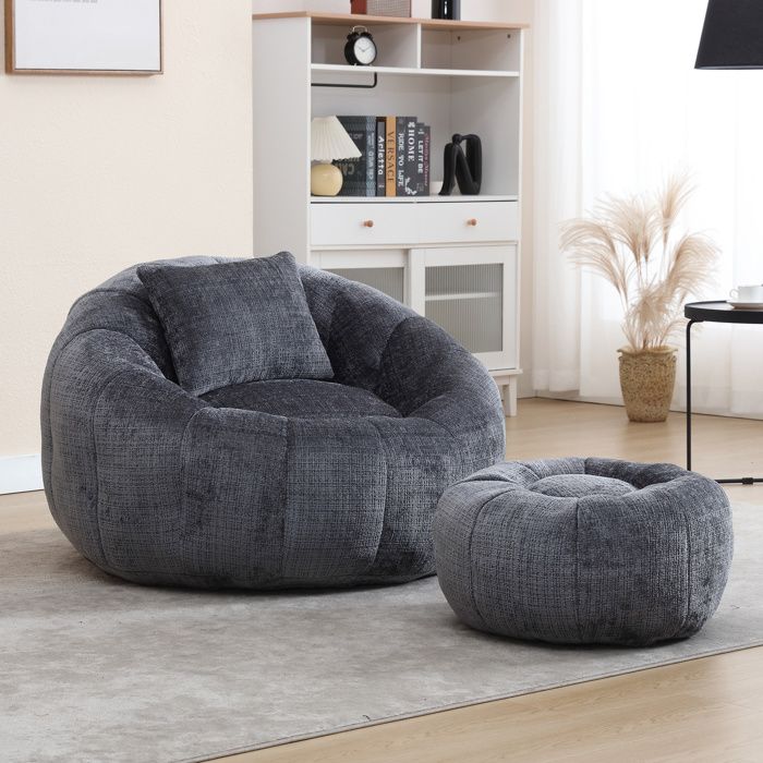 fauteuil pouf poire ,canapé paresseux confortable pouf canapé fauteuil avec pouf chaise canapé moderne pour salon chambre gris