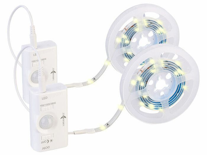 Bande LED - Lunartec - 2 bandes - Blanc chaud - Rechargeable - Capteur PIR Bande LED - Lunartec - 2 bandes - Blanc chaud - Rechargeable - Capteur PIR