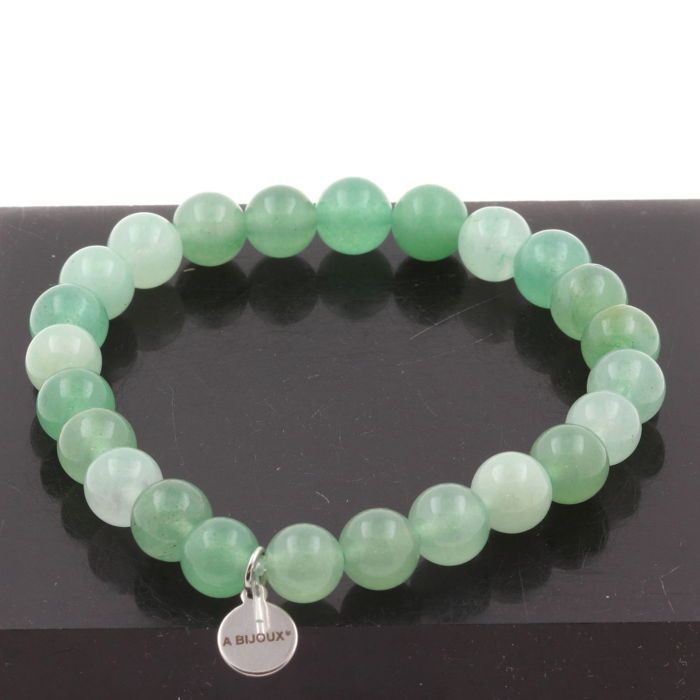Pierres et Minéraux. Bracelet Perles Aventurine 8 mm. Fabriqué en France. Taille personnalisable.
