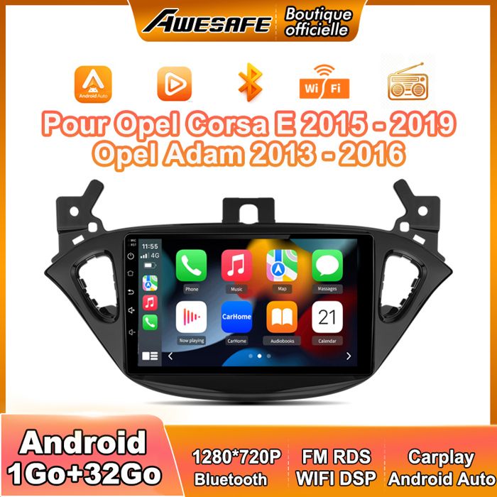AWESAFE Autoradio Android 13 pour Opel Corsa E (2015-2019) 1Go+32Go 9 écran Tactile Carplay GPS WiFi Bluetooth Android Auto