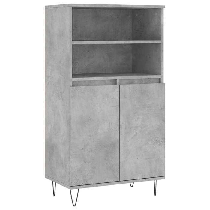 Buffet haut - UU - Gris béton - 60x36x110 cm - Bois dingénierie C3250