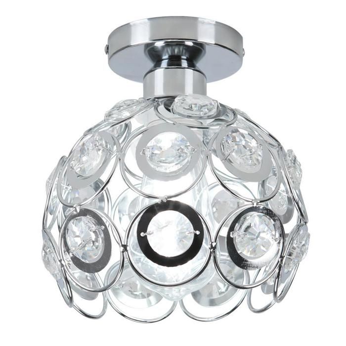 WOTTES Moderne Plafonnier en Métal et Cristal Argent  E27 Cage Lampe de Plafond Luminaire - pour Couloir Salon - 3pcs Ø17*19.5CM