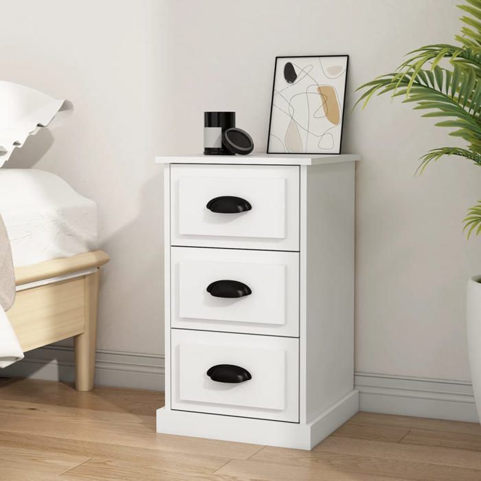 SALE 2025Armoire de Nuit - Table de chevet blanc 39x39x67 cm - bois dingénierie 17 12 Kg 1840