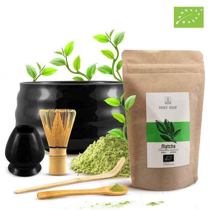 7pcs Matcha Kit Cérémonie Japonaise,Ensemble De Fouet à Matcha,Coffret Matcha Pour La Cérémonie Du Thé,Il Peut Aussi Être Offert En Cadeau à Des Amis Ou Des Collègues (Taches Noires, Bamboo Brush