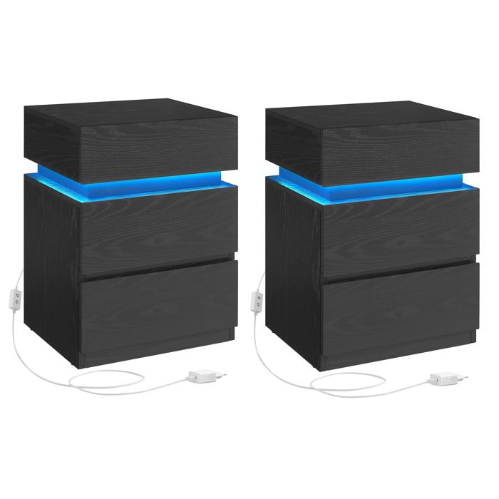 Table de chevet led avec tiroirs, moderne table de chevet commode haute