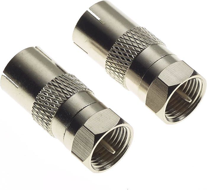 Adaptateur D'antenne F Mâle Vers IEC Mâle - Connecteur Plaqué Or - Pour Connexion Satellite Et TV