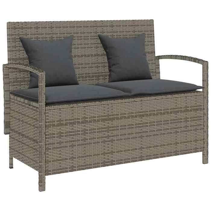 vidaXL Banc de rangement de jardin avec coussin résine tressée - vue 3
