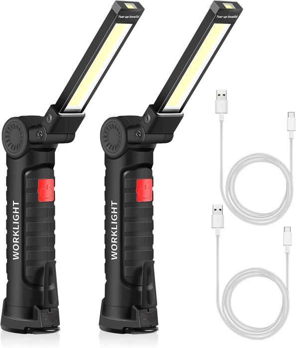 Lampe torche rechargeable USB torche LED travail lumière Portable magnétique crochet suspendu pour lampe de réparation de camping