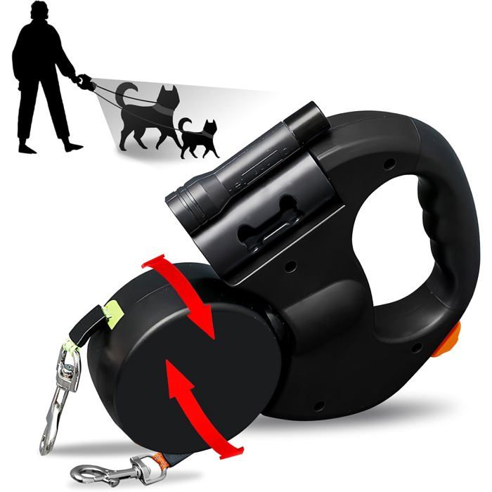 Comparer les prix de Harnais doubles pour chiens - XVX - Laisse rétractable 3m - Poignée antidérapante - Sécurité nocturne - Noir