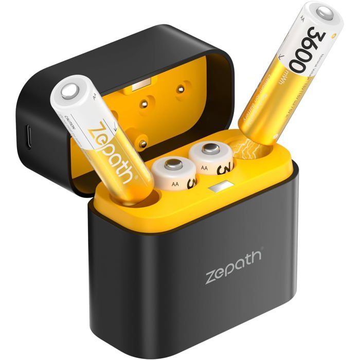 4 Piles Rechargeables AA Lithium-ION avec Chargeur 4 Chargeur15V 3600 mWh Haute Capacité Rechargeable AA Batteries