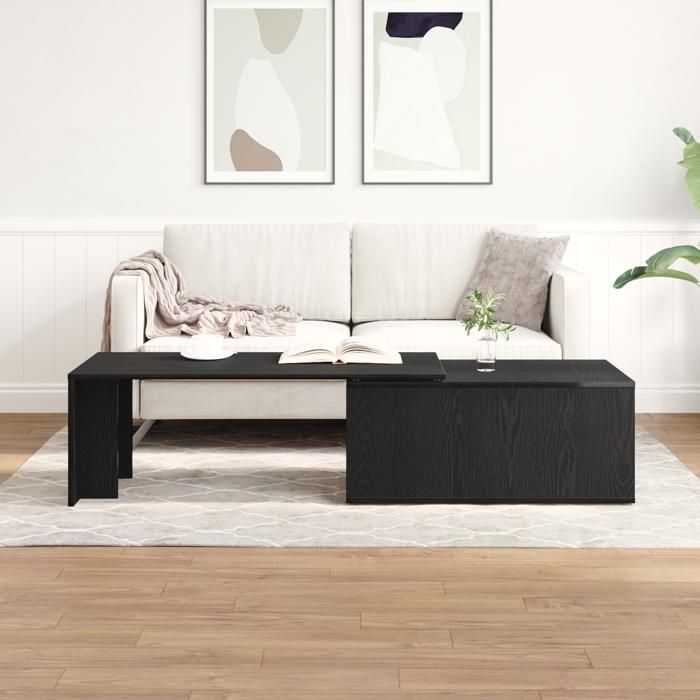 Moderne Table basse Table de Salon en chêne noir 150x50x35 cm en bois composite @FR(610666)