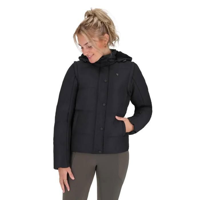 Veste dhiver avec manches amovibles équitation femme QHP Rayah - noir Veste dhiver avec manches amovibles équitation femme QHP Rayah - noir