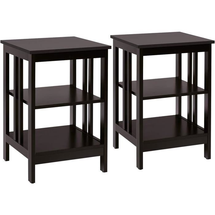 GIANTEX Lot de 2 Tables de Chevet Moderne- Table dAppoint à 3 Niveaux- 2 Étagères Ouvert- Chambre Salon Bureau- 40x40x61cm- GIANTEX Lot de 2 Tables de Chevet Moderne- Table dAppoint à 3 Niveaux- 2 Étagères Ouvert- Chambre Salon Bureau- 40x40x61cm-