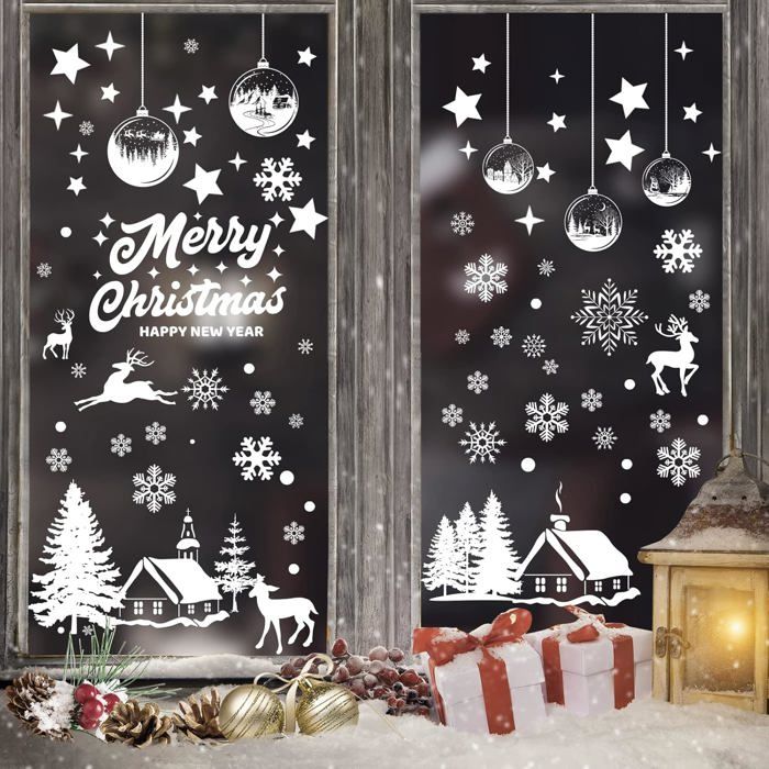 Stickers Noel Vitrine Xxl 369 Stickers Noel Fenetre Réutilisable Renne Flocon Autocollant Noel Fenetre Noël De Stickers Stickers Fenetre Noel Xxl