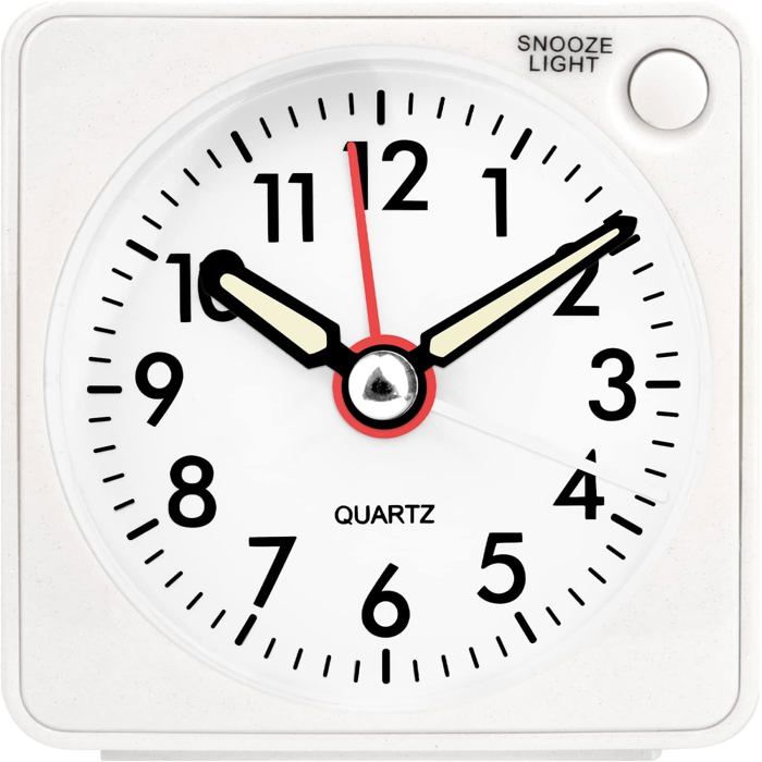 Réveil Analogique Silencieux Petite Réveil De Voyage Silencieux avec Snooze et Lumière Réveils Analogiques à Quartz