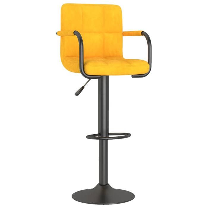 Jaune Chaises de bar - SOLOMON - (lot de 2) - Fauteuils cuisine - jaune moutarde velours TT588