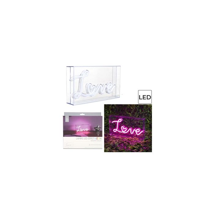 Lampe - HOME DECO FACTORY - Love - LED - Effet Néon - Rose