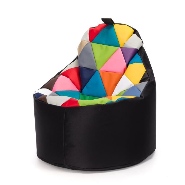 Pouf Fauteuil Patchwork Poire Extérieur Relax Tissu Imperméable Chambre Enfant Confort Noir Nc14 XL