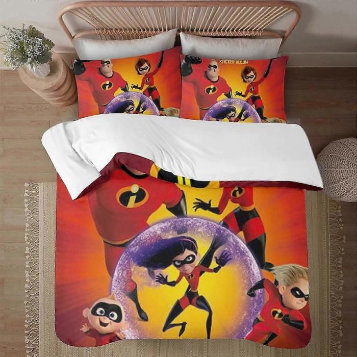 Draps de lit Literie Les Indestructibles Ensemble de literie 3 pièces1 Housse de couette +2 taies d’oreiller Pour enfants 140*200cm