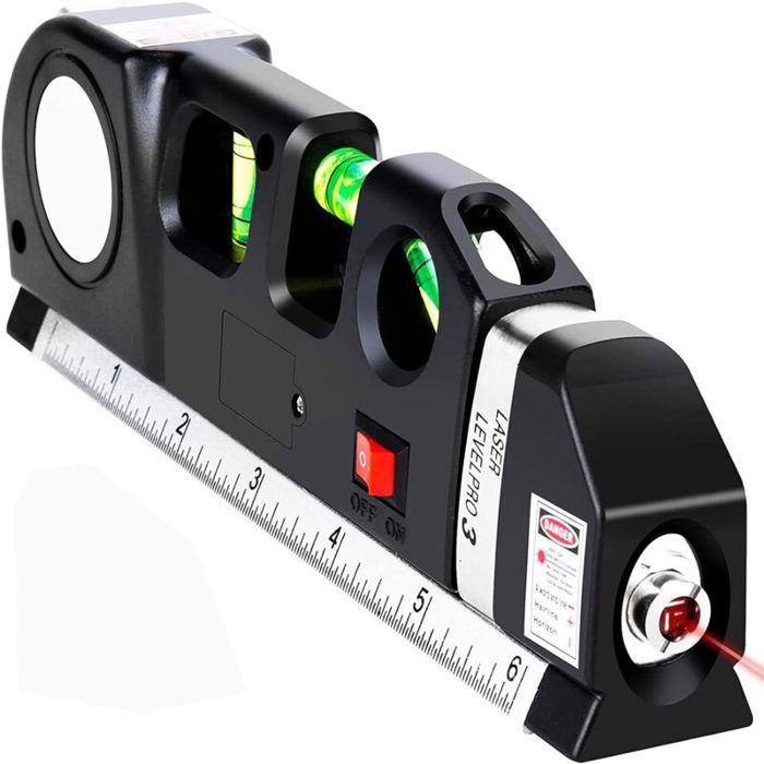Laser Polyvalent 4 en 1 Laser Puissant Portable avec Niveau Desprit Ruban à Mesurer Souverain de Bande Standard et Métrique