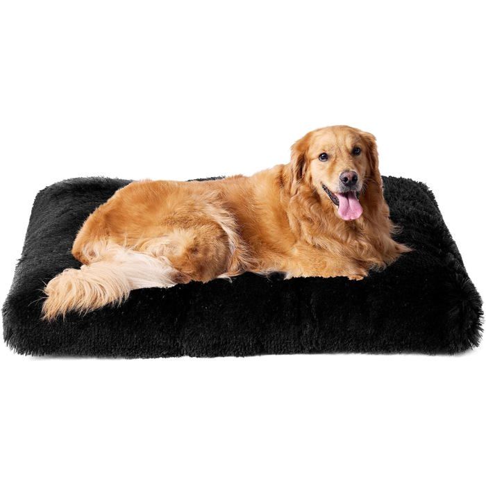 Panier Chien XXL 105X70Cm Coussin Anti-Stress Moelleux Lavable et Antidérapant Peluche Noir - L 105 x l 70 x H 9 cm