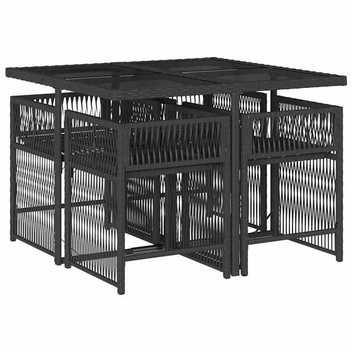 Ensemble à manger de jardin coussins (5 pcs) CLARENCE® Table de Balcon et 4 chaises de jardin Noir Résine tressée 110x106x73cm C623