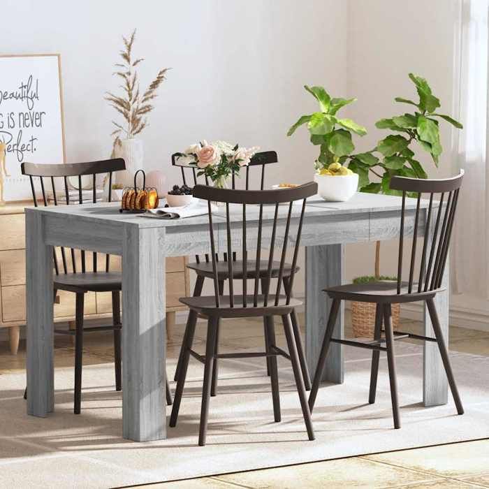 1pc Gris Table de salon sur pied - Magnifique Table à dîner - style industriel -Sonoma gris 140x745x76cm Bois dingénierie CL220965