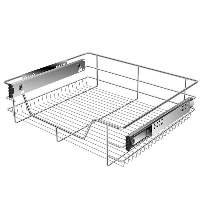 Tiroir télescopique argenté - KESSER - Extension totale - Largeur 60 cm - Acier chromé - Charge max. 20 kg Tiroir télescopique argenté - KESSER - Extension totale - Largeur 60 cm - Acier chromé - Charge max. 20 kg