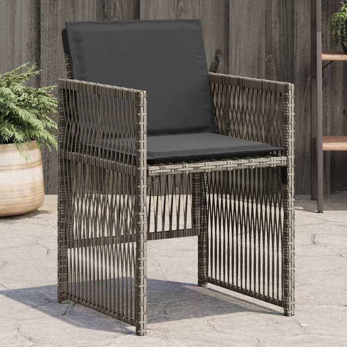 Chaises ergonomiques - Magnifique Chaises modernes de jardin et terrasse avec coussins 4 PCS gris résine tressée 505x54x79cm51