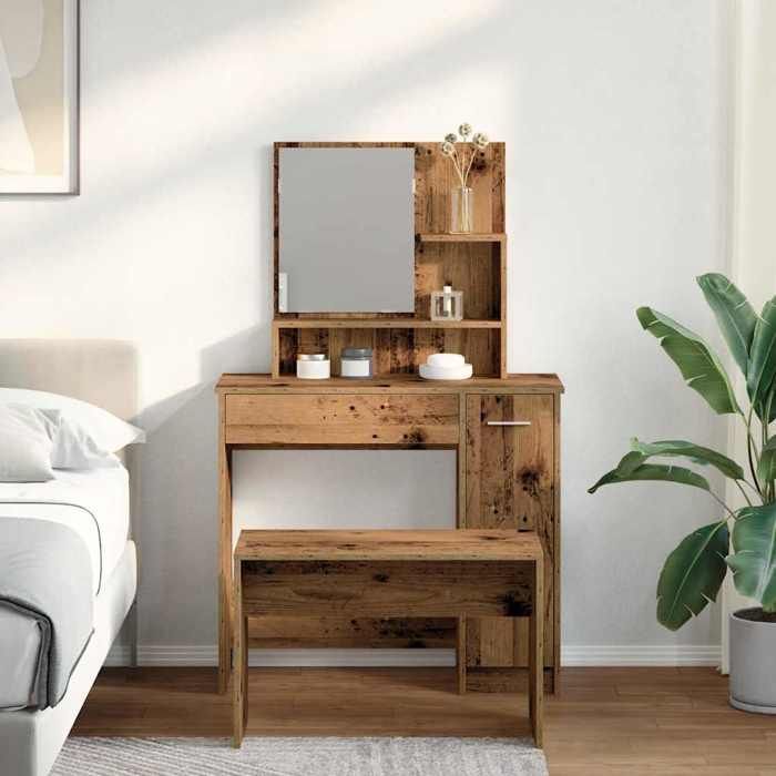 (8137)Moderne Ensemble de coiffeuse vieux bois bois dingénierie poid:37.5 kg