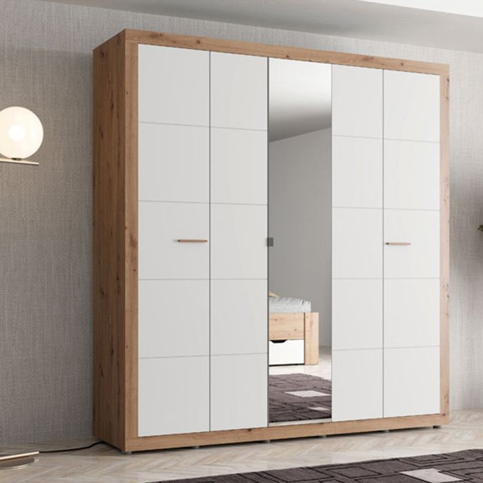 Grande Armoire Giseny Dmora en Bois Mélaminé Blanc Mat 194x208h cm Grande Armoire Giseny Dmora en Bois Mélaminé Blanc Mat 194x208h cm