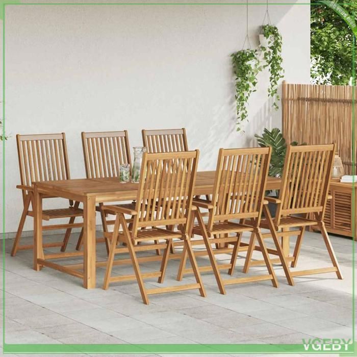 Chaise de jardin pliante - FAFEICY - 3065516 - Bois dacacia massif - Lot de 6 - Réglable 5 positions