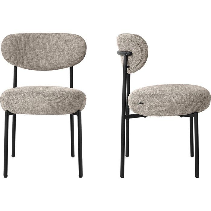 Lot de 2 chaises de salle à manger en tissu chenille taupe - Orla Lot de 2 chaises de salle à manger en tissu chenille taupe - Orla