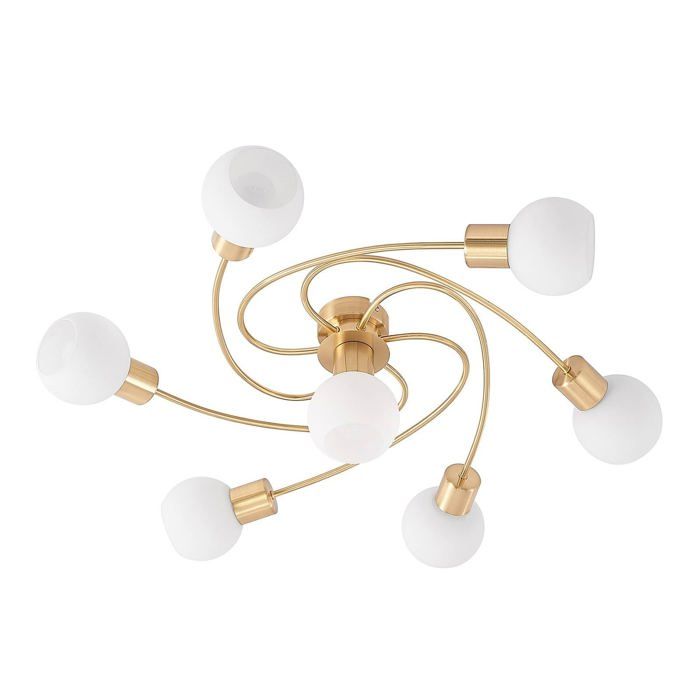 Plafonnier - Lindby - lampe de plafond - Verre - laiton blanc