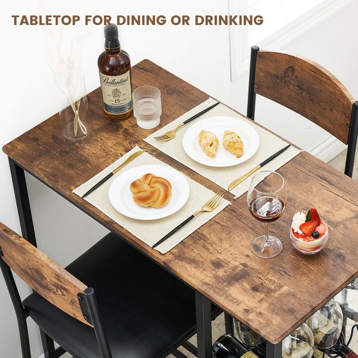 Ensemble table haute et chaises - GARVEE - Avec sièges rembourrés et étagère 3 niveaux – Retro color