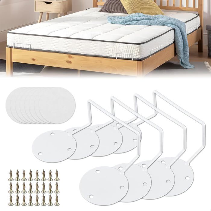Arret Matelas Arceau De Lit Anti Glisse Pour Matelas Avec Ruban Adhésif Double Face Et Vis Arret Matelas Avec Outils De Plia[EC173]