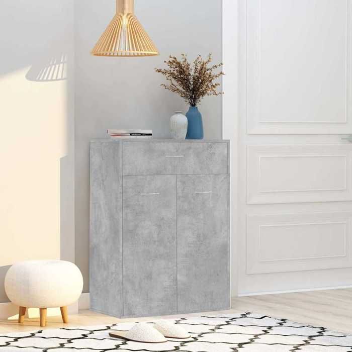 Meilleure MEUBLE Armoire à chaussures Gris béton 60x35x84 cm Bois dingénierie&01_3481