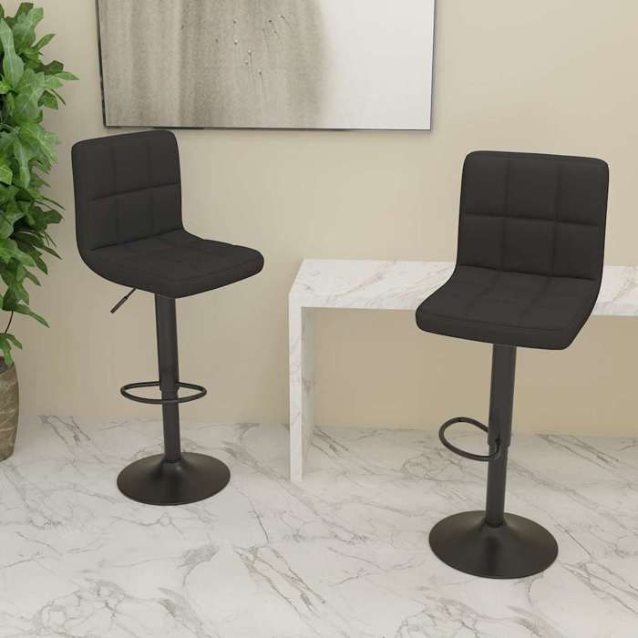 vidaXL Tabourets cuisine - Chaises de bar - lot de 2 - noir tissu @418