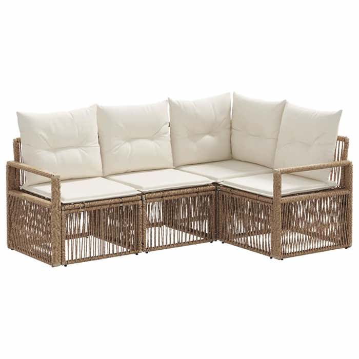Ensemble de canapé de jardin polyrotin - Polyester - Amovible - Lavable - Beige - 55 cm - 37 cm - 33 cm - 4 pcs