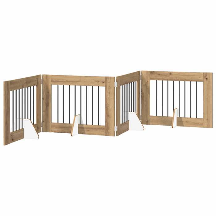 Porte de chien pliable avec supports - UU - 321x34x60 cm - Chêne artisanal - Acier galvanisé et bois dingénierie - Lot de 4 97069 Porte de chien pliable avec supports - UU - 321x34x60 cm - Chêne artisanal - Acier galvanisé et bois dingénierie - Lot de 4 97069