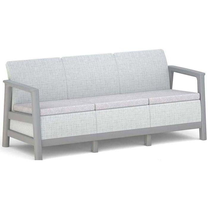 Canapé de jardin en polypropylène - KETER - Scandi Linea - 3 places - Gris clair / gris acier foncé Canapé de jardin en polypropylène - KETER - Scandi Linea - 3 places - Gris clair / gris acier foncé
